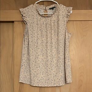 Adrianna Papell Beige Blouse with Black Dots